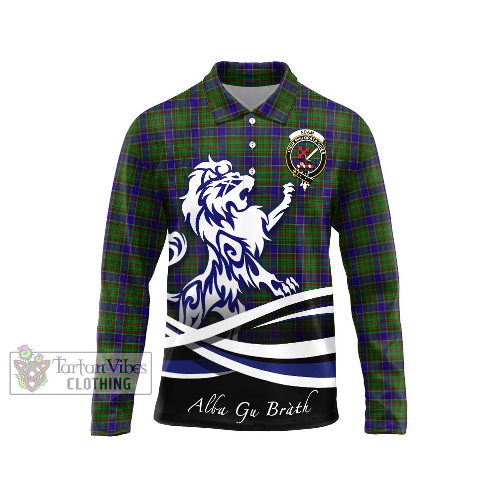 Adam Tartan Long Sleeve Polo Shirt with Alba Gu Brath Regal Lion Emblem Unisex - Tartanvibesclothing Shop