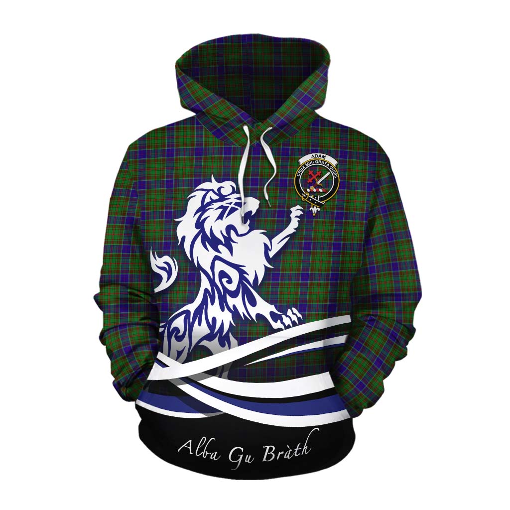 Tartan Vibes Clothing Adam Tartan Cotton Hoodie with Alba Gu Brath Regal Lion Emblem