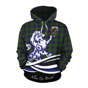 Adam Tartan Cotton Hoodie with Alba Gu Brath Regal Lion Emblem