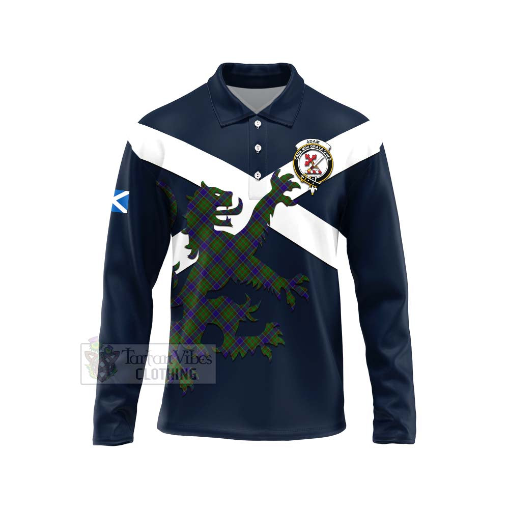 Tartan Vibes Clothing Adam Tartan Lion Rampant Long Sleeve Polo Shirt – Proudly Display Your Heritage with Alba Gu Brath and Clan Name