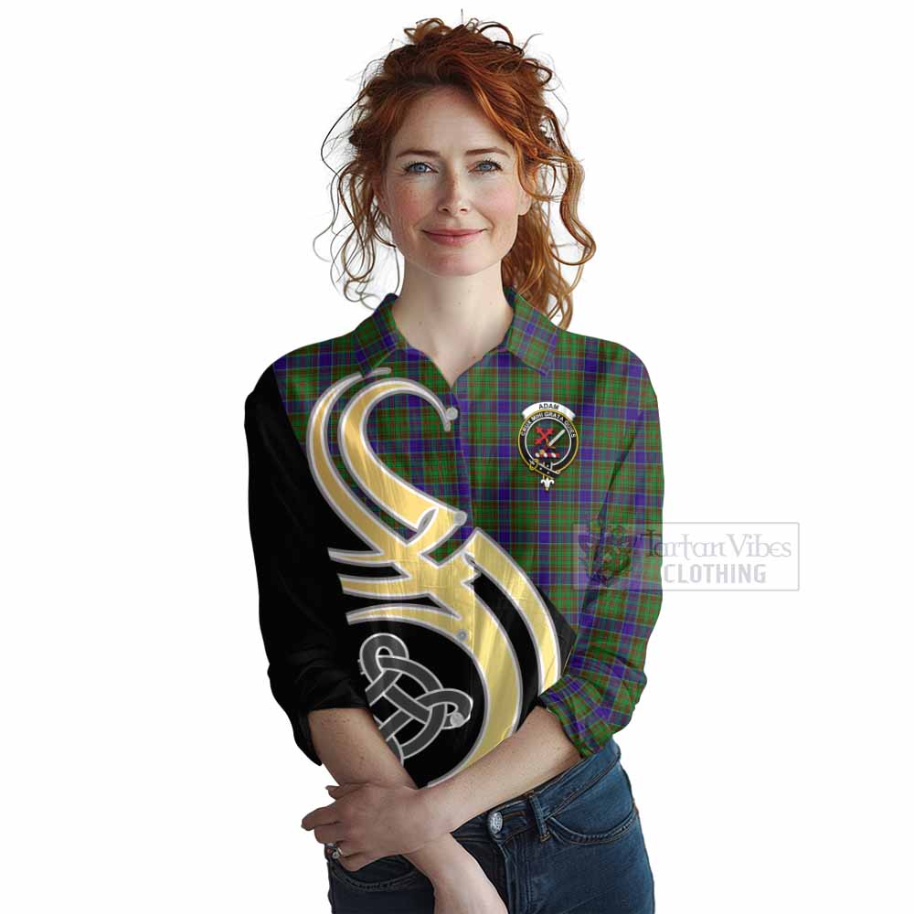 Tartan Vibes Clothing Adam Tartan Women's Casual Shirt with Family Crest and Celtic Symbol Style