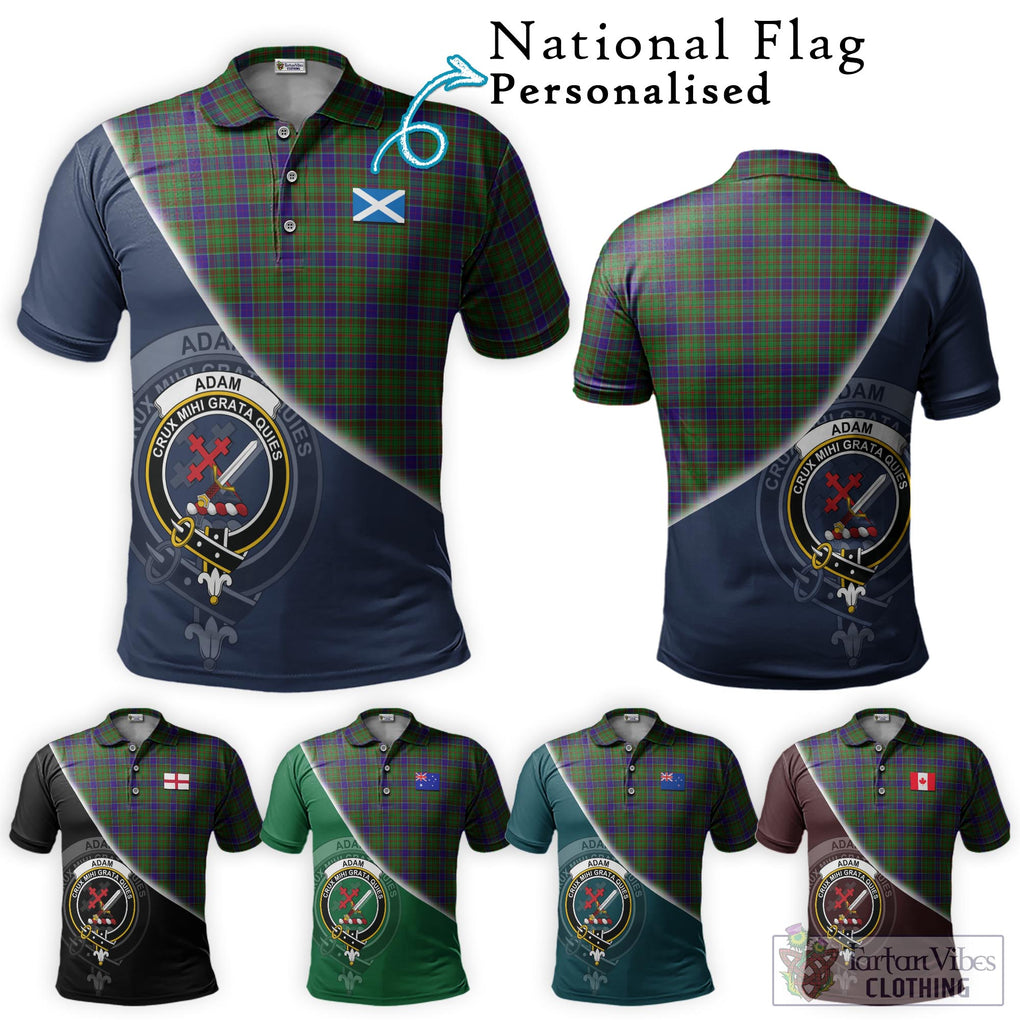 Adam Tartan Polo Shirt with Personalised National Flag and Family Crest Half Style Maroon - Tartanvibesclothing Shop