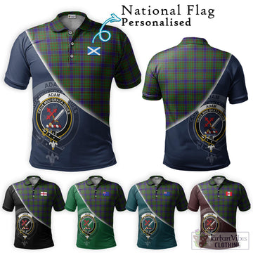 Adam Tartan Polo Shirt with Personalised National Flag and Family Crest Half Style