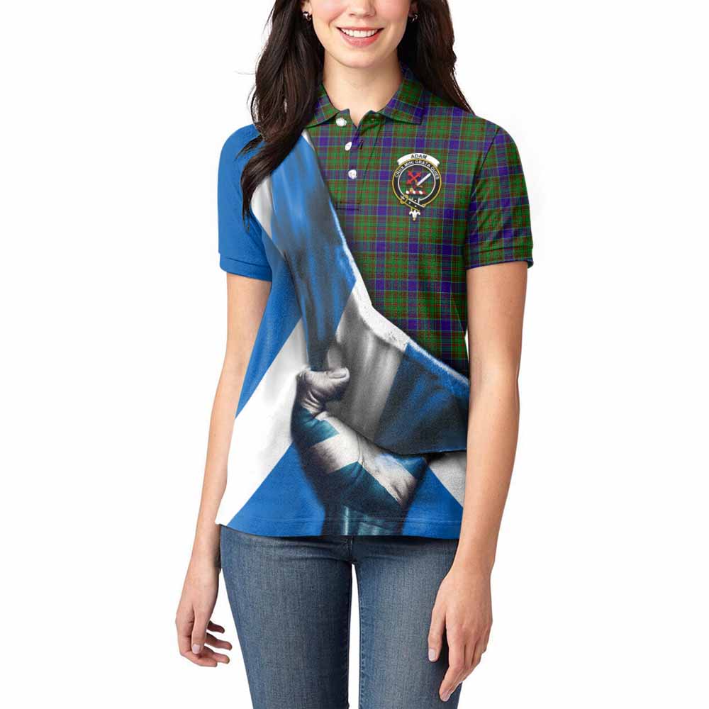 Tartan Vibes Clothing Adam Tartan Women's Polo Shirt with Family Crest Scotland Patriotic Style