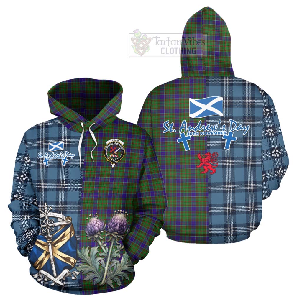 Tartan Vibes Clothing Adam Tartan Hoodie Happy St. Andrew's Day Half Tartan Style