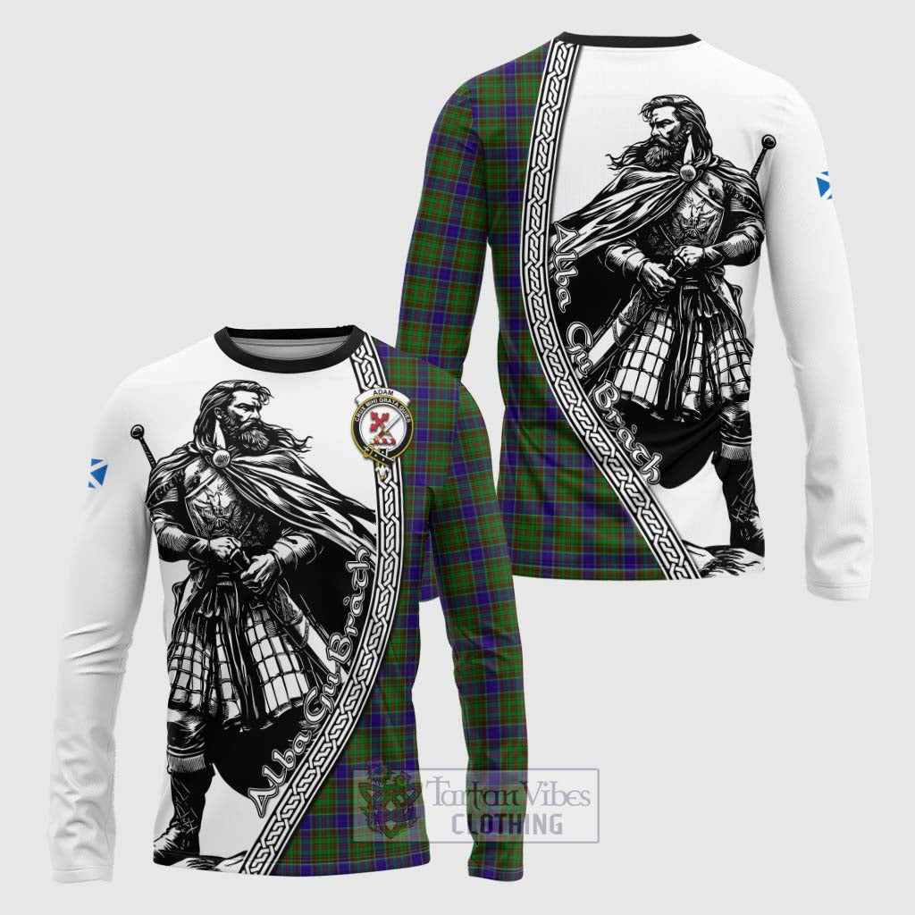 Tartan Vibes Clothing Adam Tartan Clan Crest Long Sleeve T-Shirt with Highlander Warrior Celtic Style