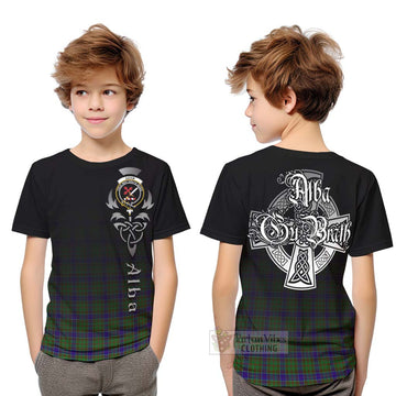 Adam Tartan Kid T-Shirt Featuring Alba Gu Brath Family Crest Celtic Inspired