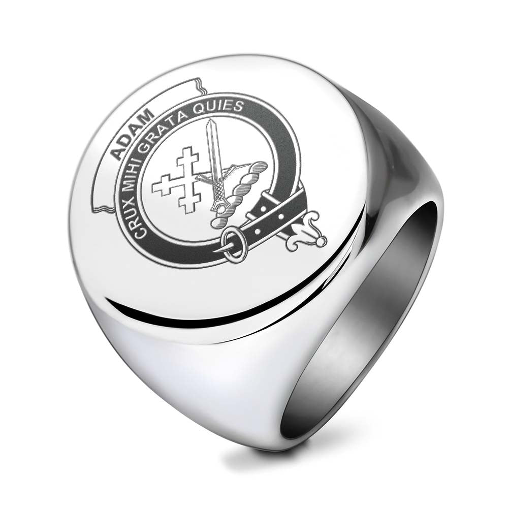 Tartan Vibes Clothing Adam Clan Crest Engraved Ring