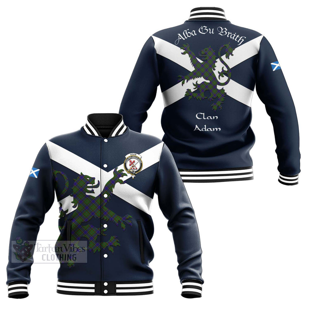 Tartan Vibes Clothing Adam Tartan Lion Rampant Baseball Jacket – Proudly Display Your Heritage with Alba Gu Brath and Clan Name