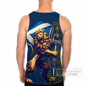 Adam Tartan Family Crest Men's Tank Top with Scottish Majestic Lion