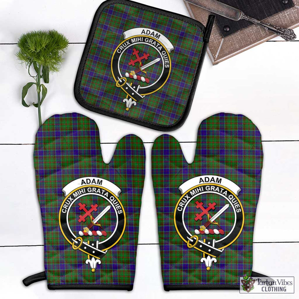 Adam Tartan Combo Oven Mitt & Pot-Holder with Family Crest Combo 1 Oven Mitt & 1 Pot-Holder Black - Tartan Vibes Clothing