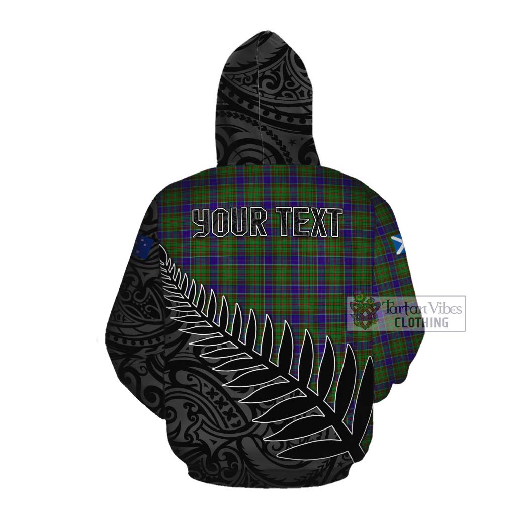 Tartan Vibes Clothing Adam Crest Tartan Cotton Hoodie with New Zealand Silver Fern Half Style