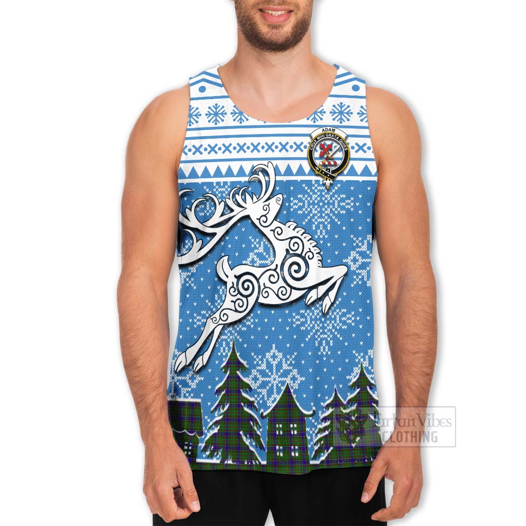 Tartan Vibes Clothing Adam Clan Christmas Men's Tank Top Celtic Reindeer Style