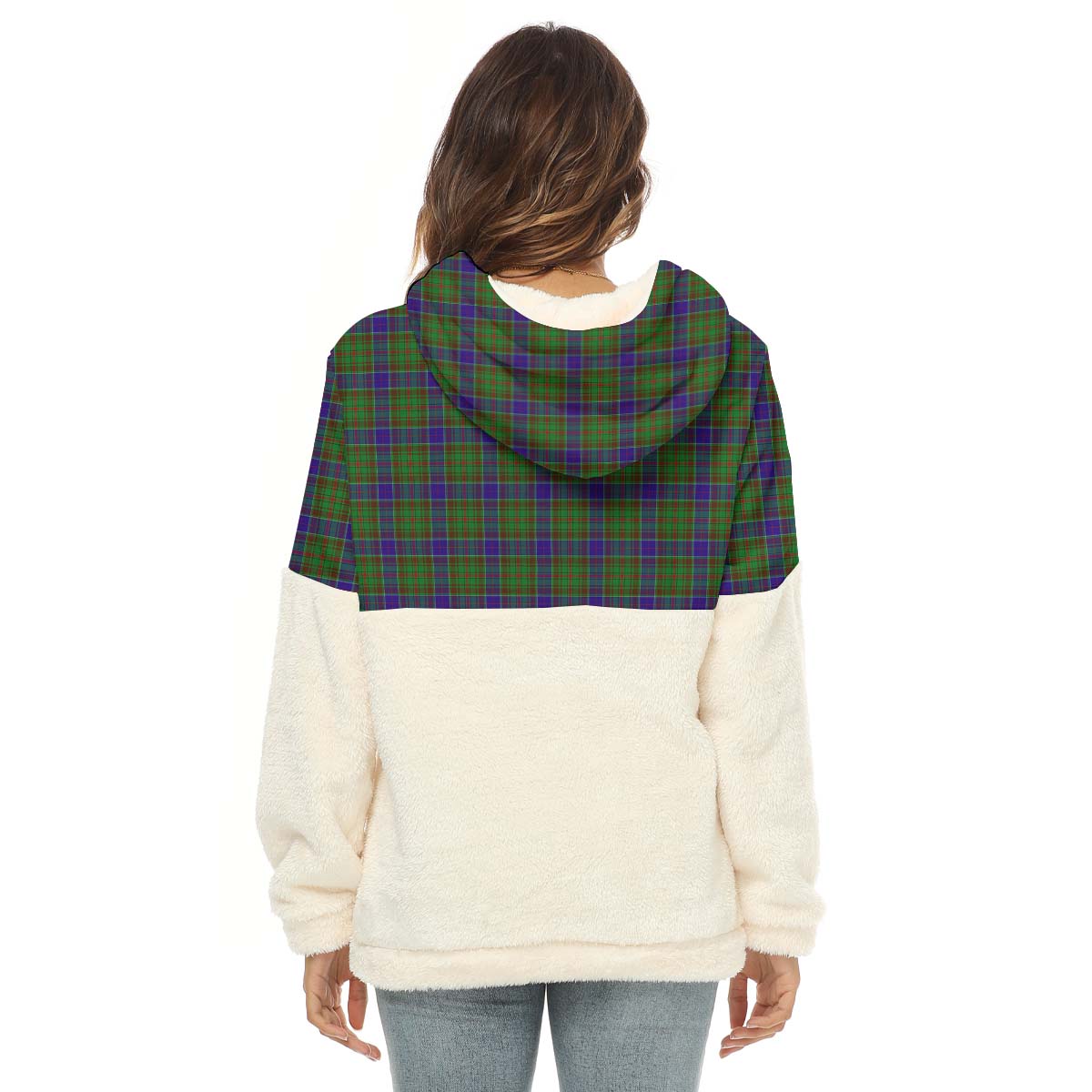 Adam Tartan Women's Borg Fleece Hoodie With Half Zip - Tartan Vibes Clothing