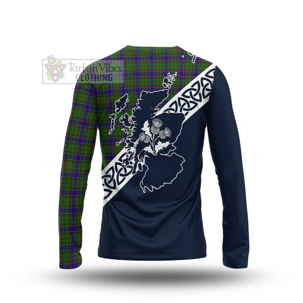 Tartan Vibes Clothing Adam Tartan Long Sleeve T-Shirt Featuring Thistle and Scotland Map