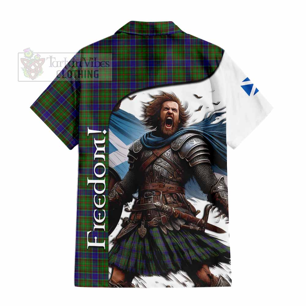 Tartan Vibes Clothing Adam Crest Tartan Short Sleeve Button Shirt Inspired by the Freedom of Scottish Warrior