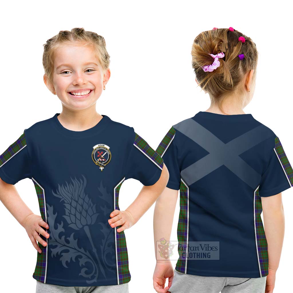 Tartan Vibes Clothing Adam Tartan Kid T-Shirt with Family Crest and Scottish Thistle Vibes Sport Style