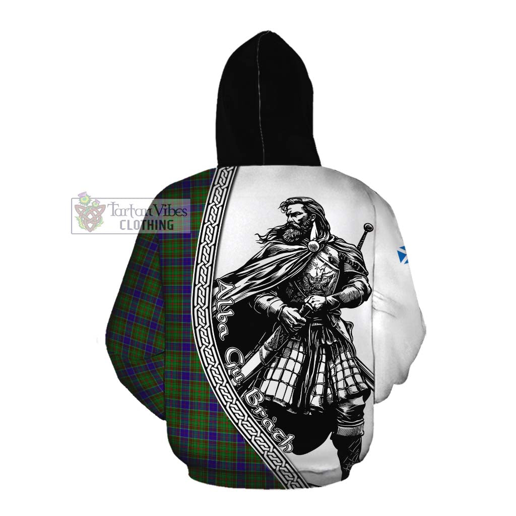 Tartan Vibes Clothing Adam Tartan Clan Crest Cotton Hoodie with Highlander Warrior Celtic Style