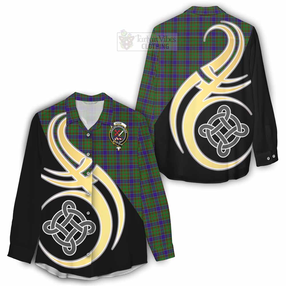 Tartan Vibes Clothing Adam Tartan Women's Casual Shirt with Family Crest and Celtic Symbol Style