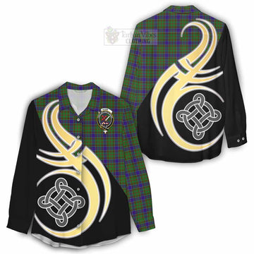 Adam Tartan Women's Casual Shirt with Family Crest and Celtic Symbol Style