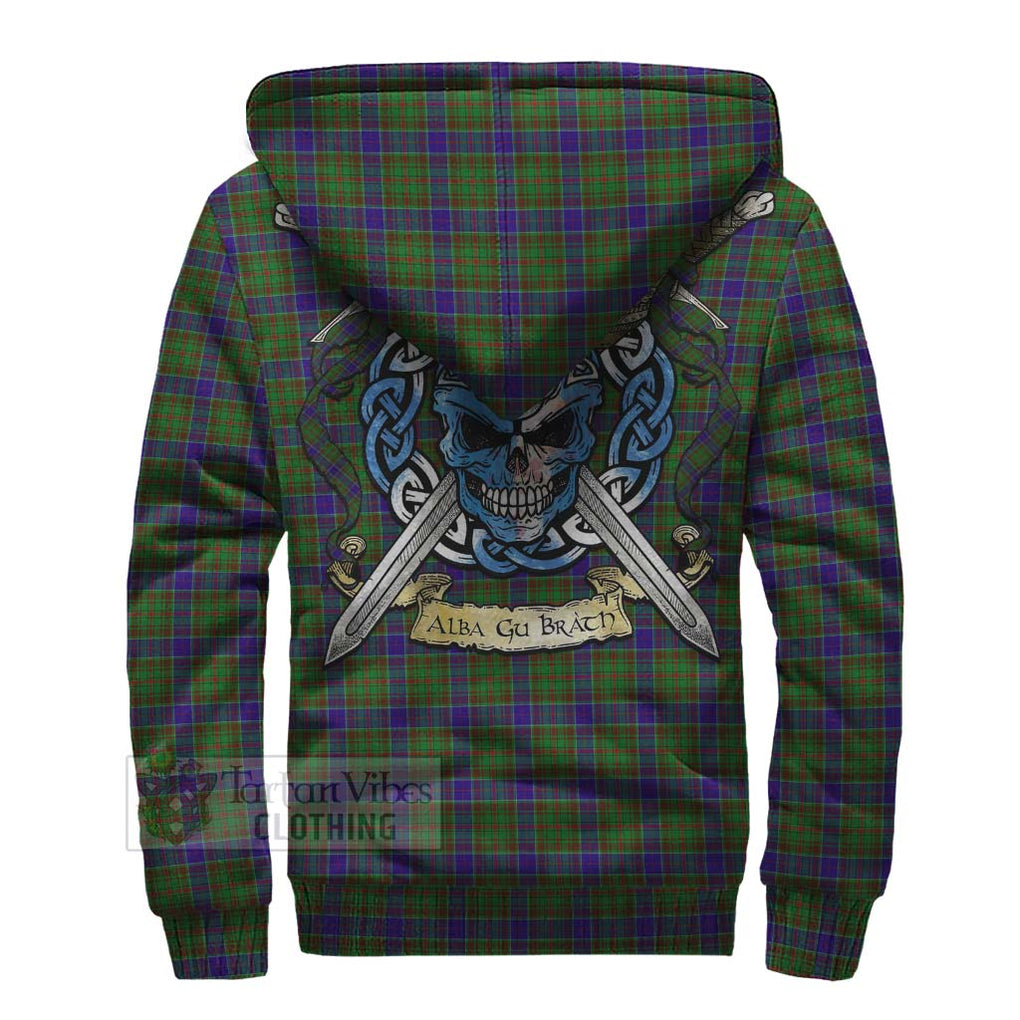 Tartan Vibes Clothing Adam Tartan Sherpa Hoodie with Family Crest Celtic Skull Style