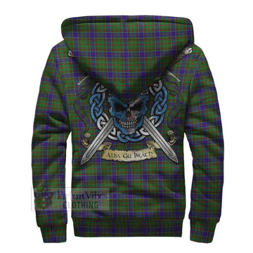 Adam Tartan Sherpa Hoodie with Family Crest Celtic Skull Style