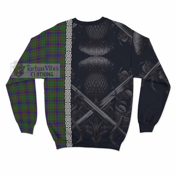 Adam Tartan Sweatshirt with Family Crest Cross Sword Thistle Celtic Vibes