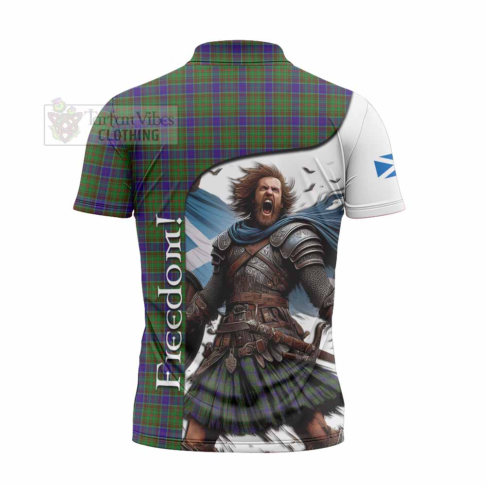 Tartan Vibes Clothing Adam Crest Tartan Zipper Polo Shirt Inspired by the Freedom of Scottish Warrior