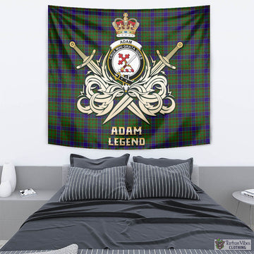 Adam Tartan Tapestry with Clan Crest and the Golden Sword of Courageous Legacy