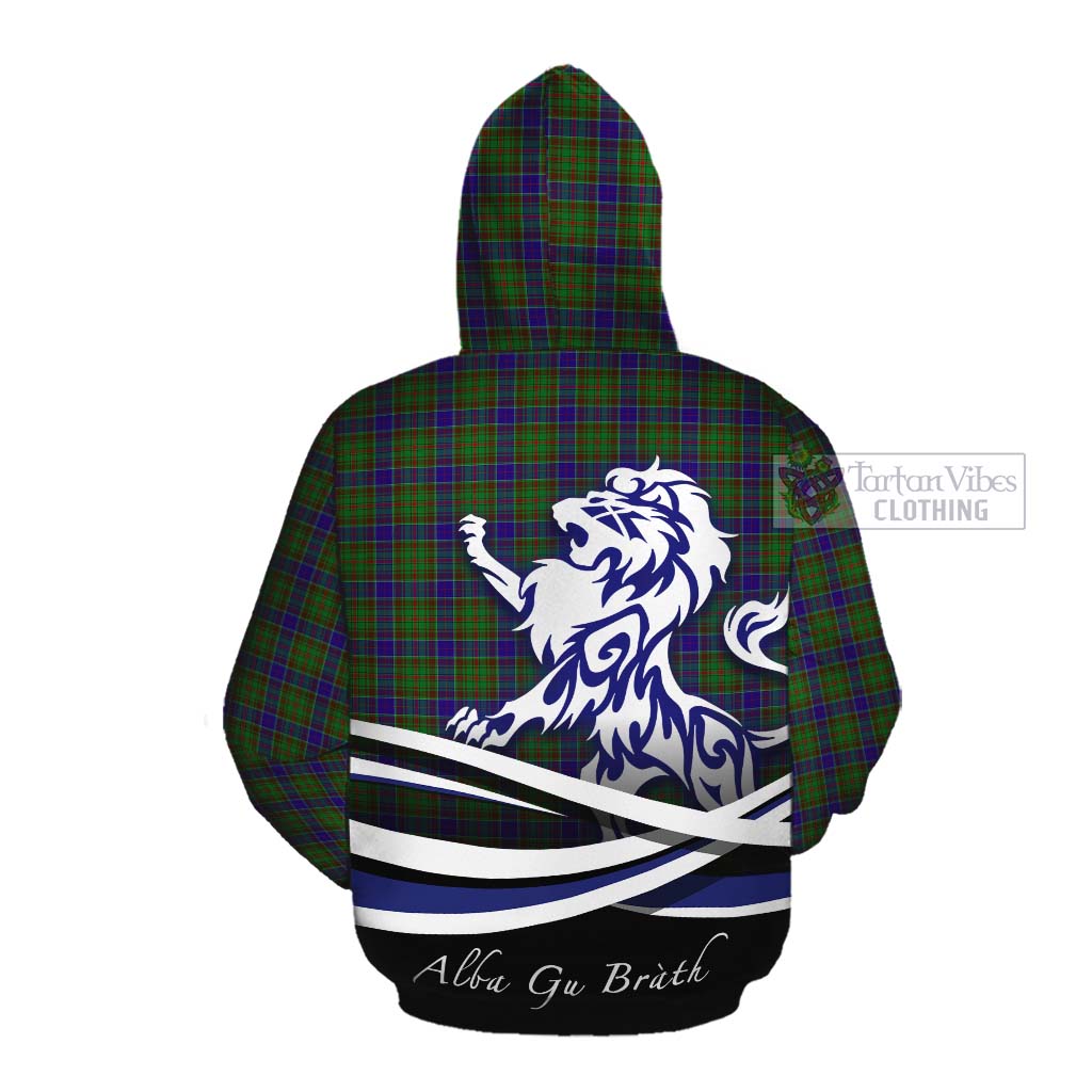 Tartan Vibes Clothing Adam Tartan Cotton Hoodie with Alba Gu Brath Regal Lion Emblem