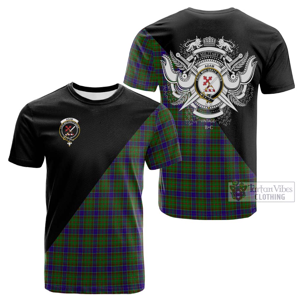 Tartan Vibes Clothing Adam Tartan Cotton T-shirt with Family Crest and Military Logo Style