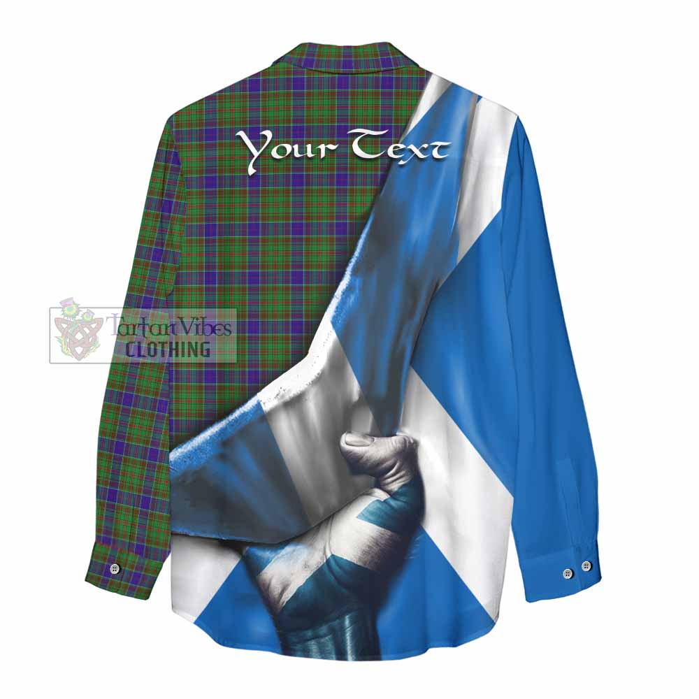 Tartan Vibes Clothing Adam Tartan Women's Casual Shirt with Family Crest Scotland Patriotic Style