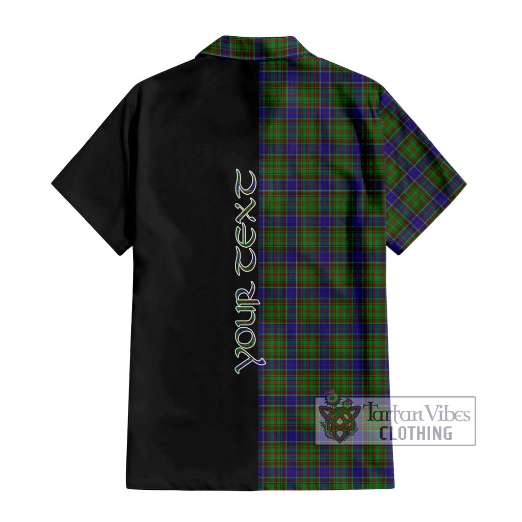 Tartan Vibes Clothing Adam Tartan Short Sleeve Button Shirt with Family Crest and Half Of Me Style