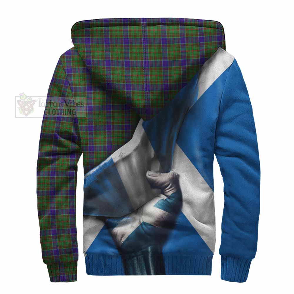 Tartan Vibes Clothing Adam Tartan Sherpa Hoodie with Family Crest Scotland Patriotic Style