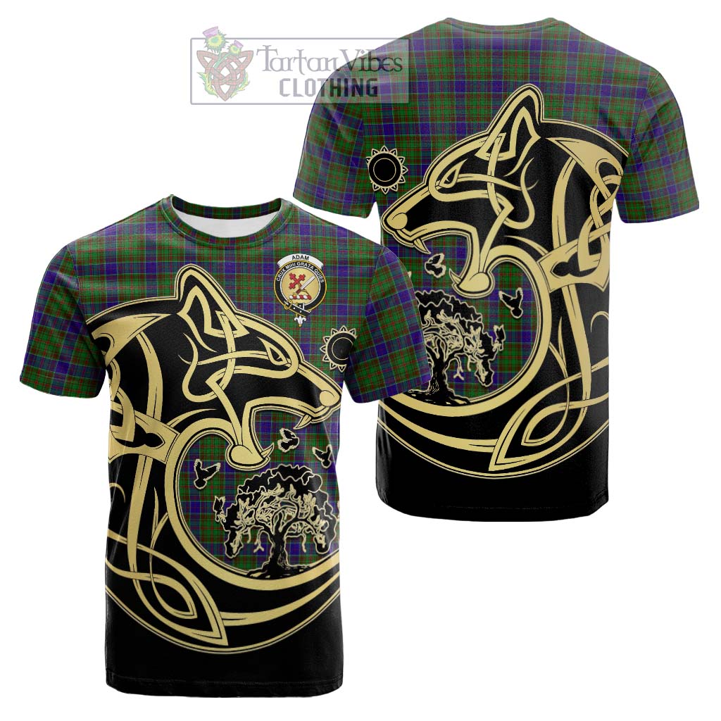 Tartan Vibes Clothing Adam Tartan Cotton T-shirt with Family Crest Celtic Wolf Style