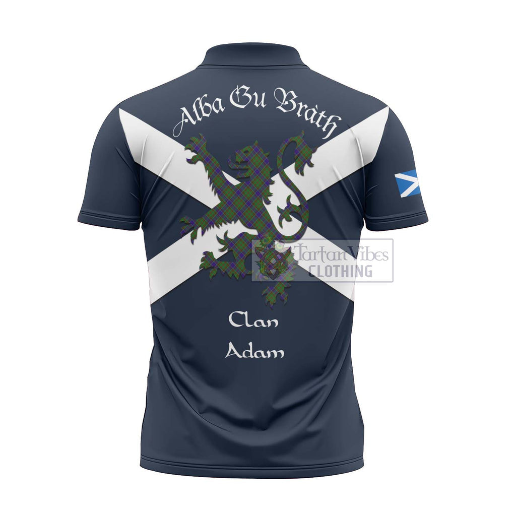 Tartan Vibes Clothing Adam Tartan Lion Rampant Zipper Polo Shirt – Proudly Display Your Heritage with Alba Gu Brath and Clan Name