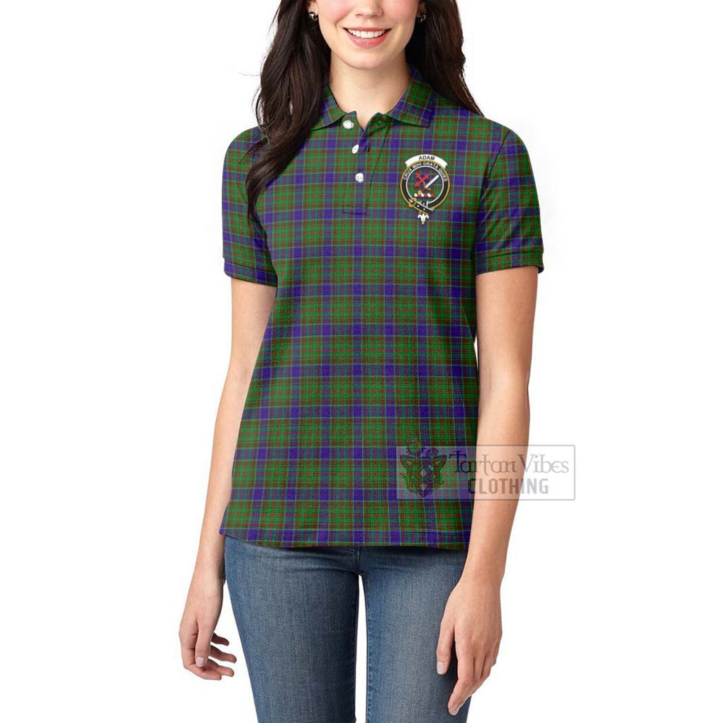 Tartan Vibes Clothing Adam Tartan Women's Polo Shirt with Family Crest and Bearded Skull Holding Bottles of Whiskey