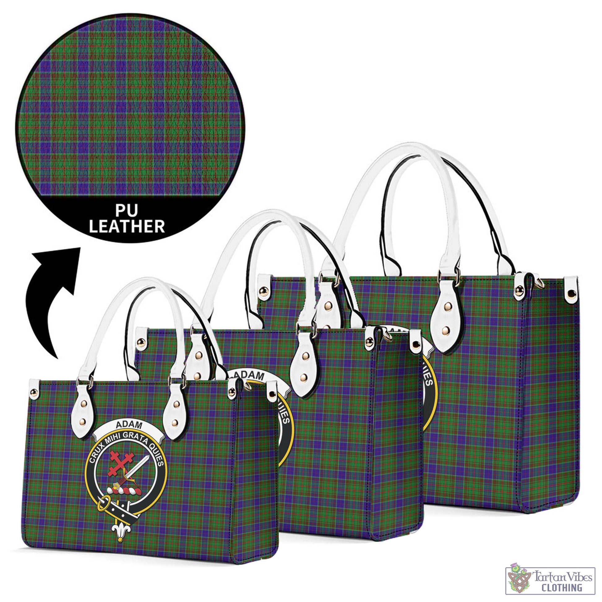 Tartan Vibes Clothing Adam Tartan Luxury Leather Handbags with Family Crest