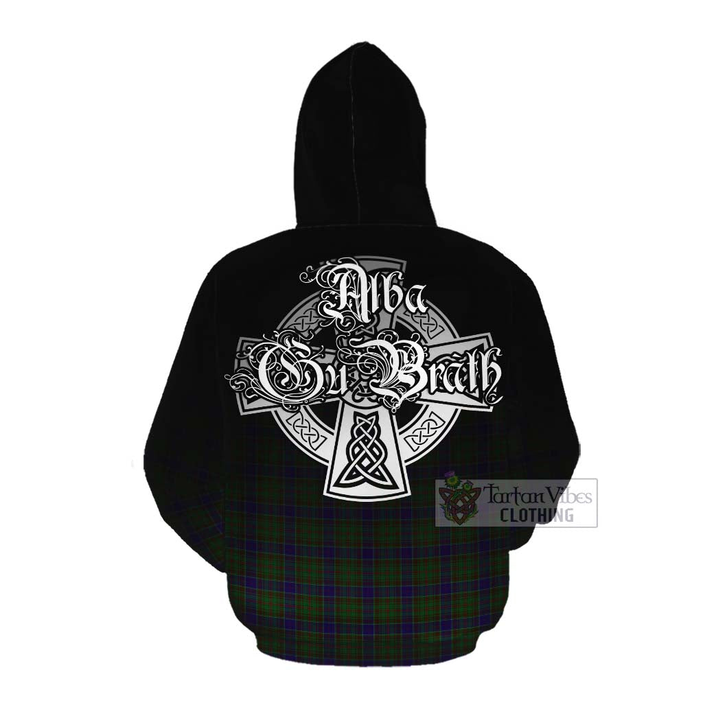 Tartan Vibes Clothing Adam Tartan Cotton Hoodie Featuring Alba Gu Brath Family Crest Celtic Inspired