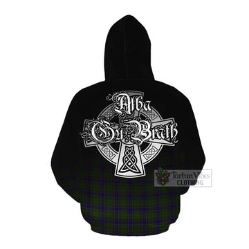 Adam Tartan Cotton Hoodie Featuring Alba Gu Brath Family Crest Celtic Inspired