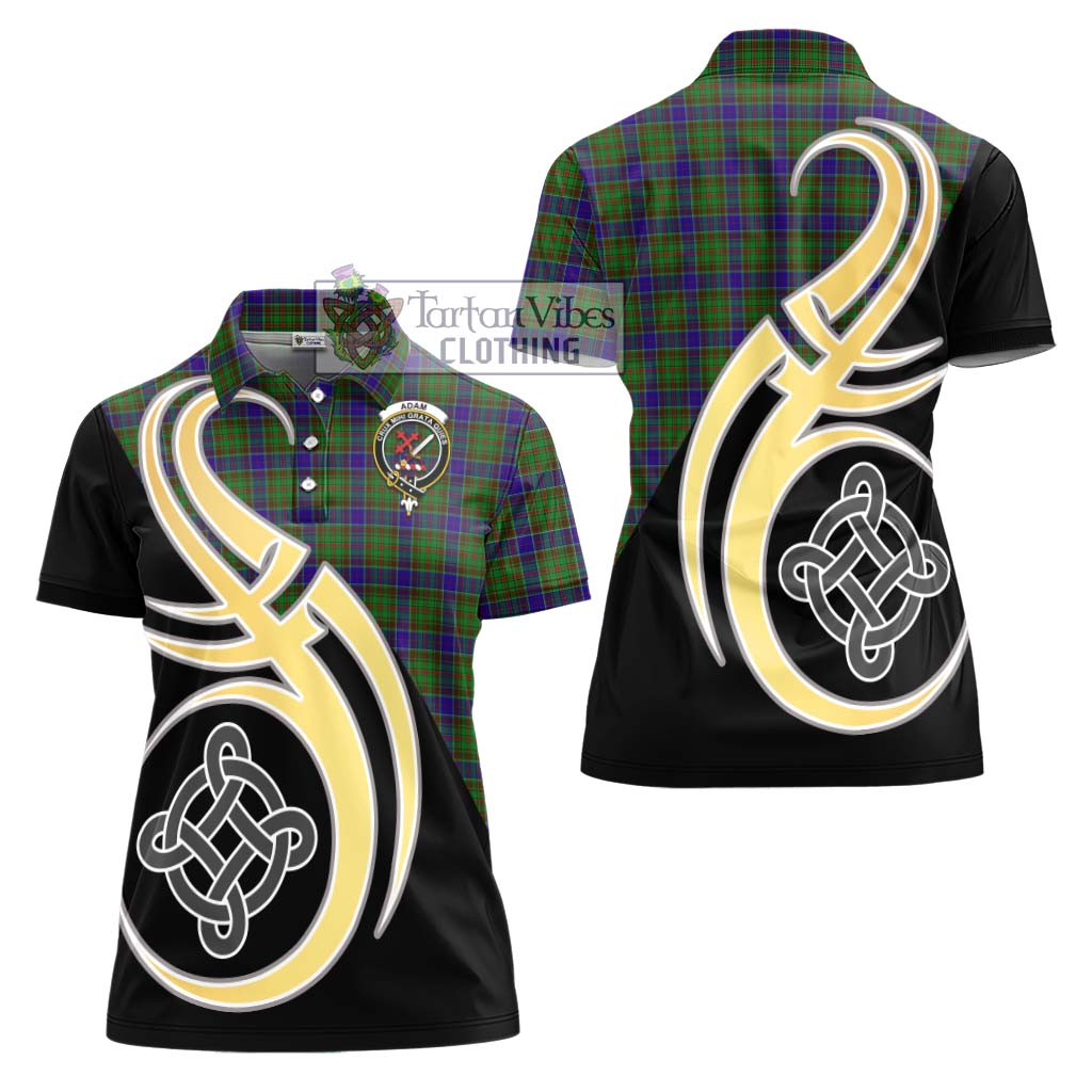 Adam Tartan Women's Polo Shirt with Family Crest and Celtic Symbol Style - Tartan Vibes Clothing