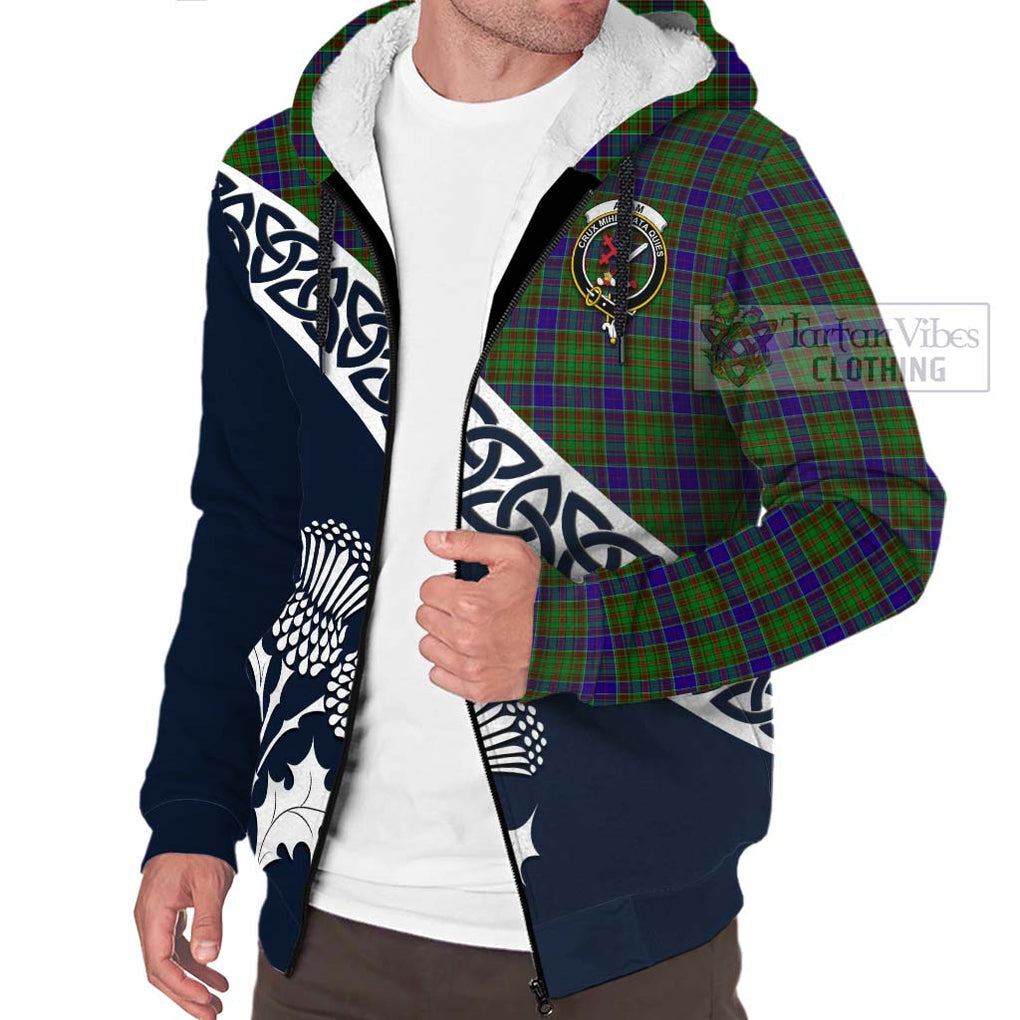 Tartan Vibes Clothing Adam Tartan Sherpa Hoodie Featuring Thistle and Scotland Map