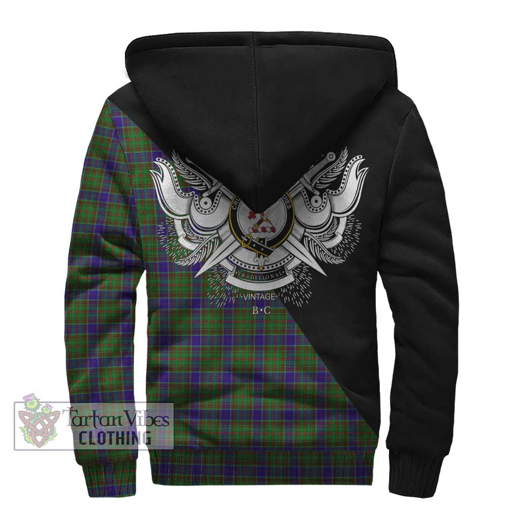 Adam Tartan Sherpa Hoodie with Family Crest and Military Logo Style - Tartanvibesclothing Shop