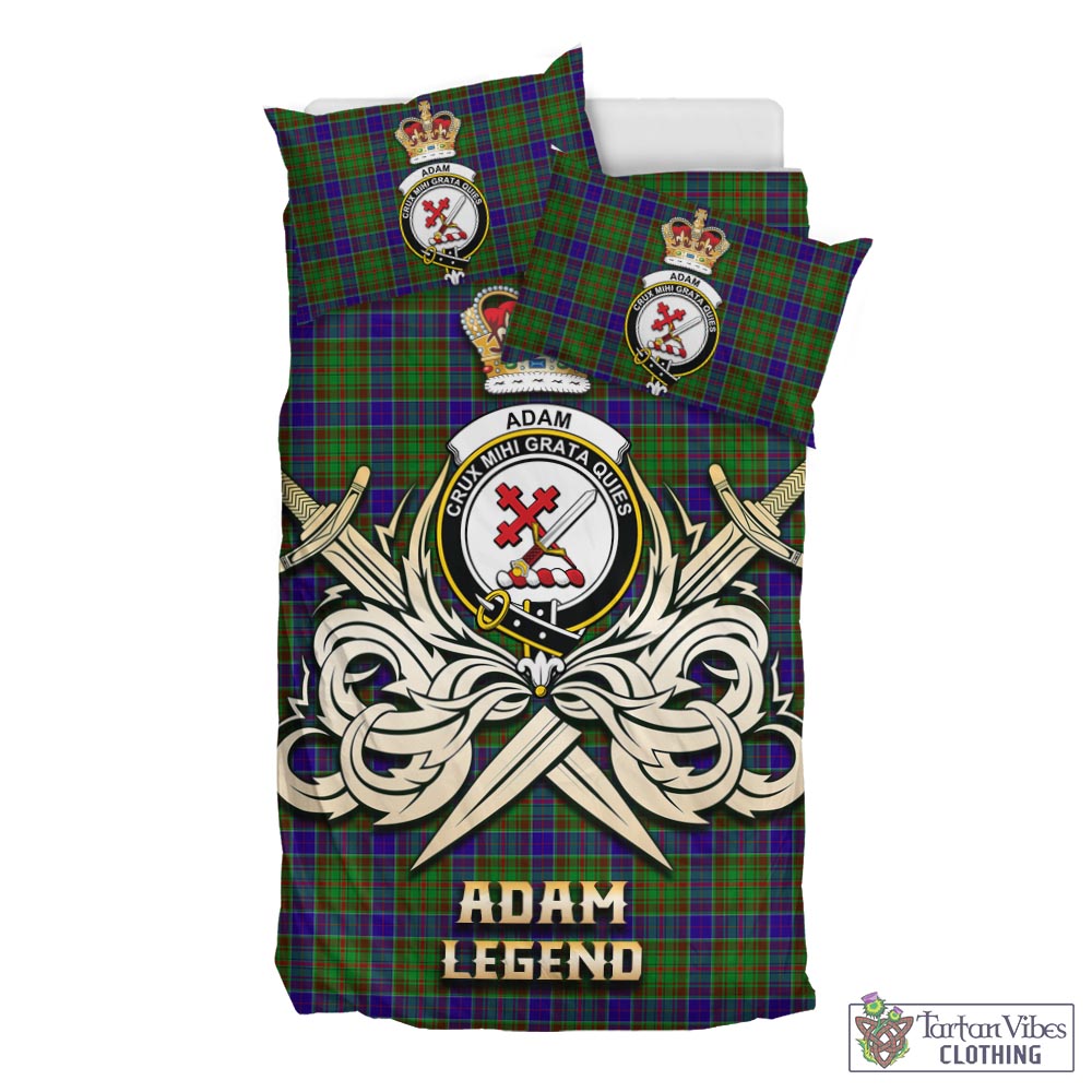 Tartan Vibes Clothing Adam Tartan Bedding Set with Clan Crest and the Golden Sword of Courageous Legacy