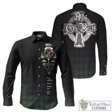 Adam Tartan Long Sleeve Button Up Featuring Alba Gu Brath Family Crest Celtic Inspired