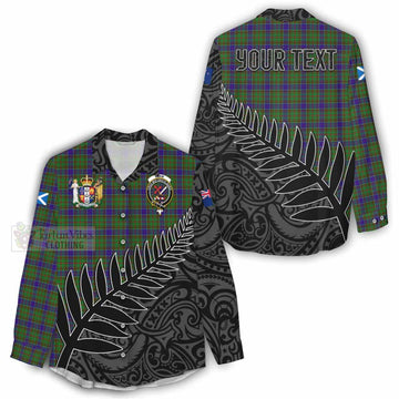 Adam Crest Tartan Women's Casual Shirt with New Zealand Silver Fern Half Style