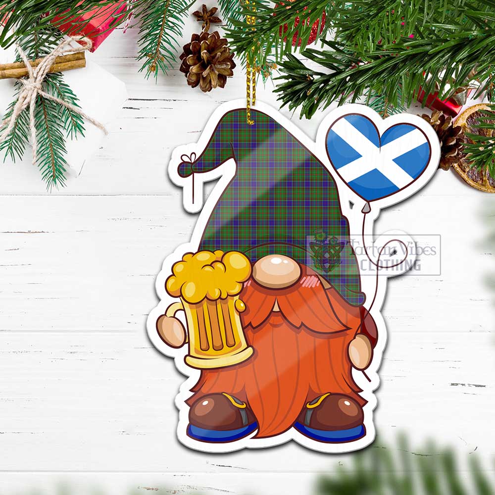 Tartan Vibes Clothing Adam Tartan Gnome Holding Beer Glass Christmas Ornament with Personalized National Flag