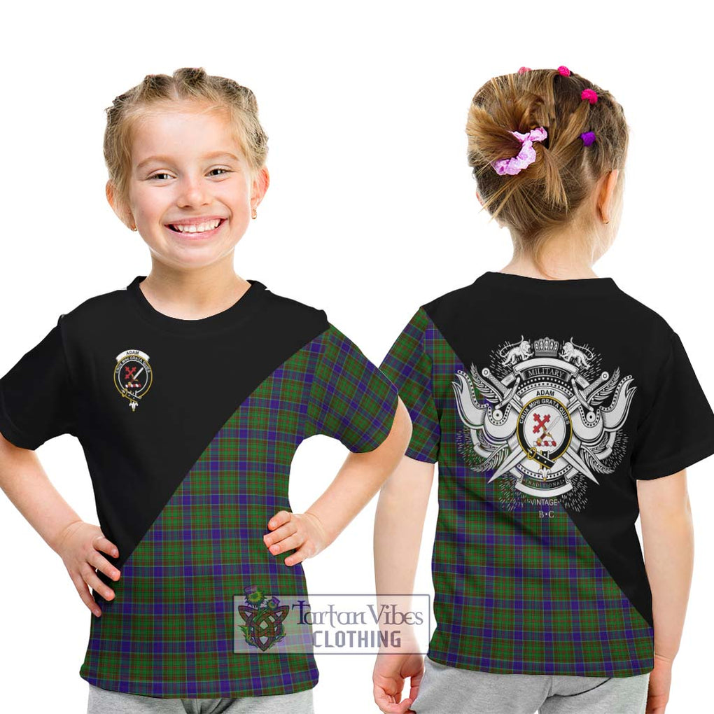 Adam Tartan Kid T-Shirt with Family Crest and Military Logo Style - Tartanvibesclothing Shop