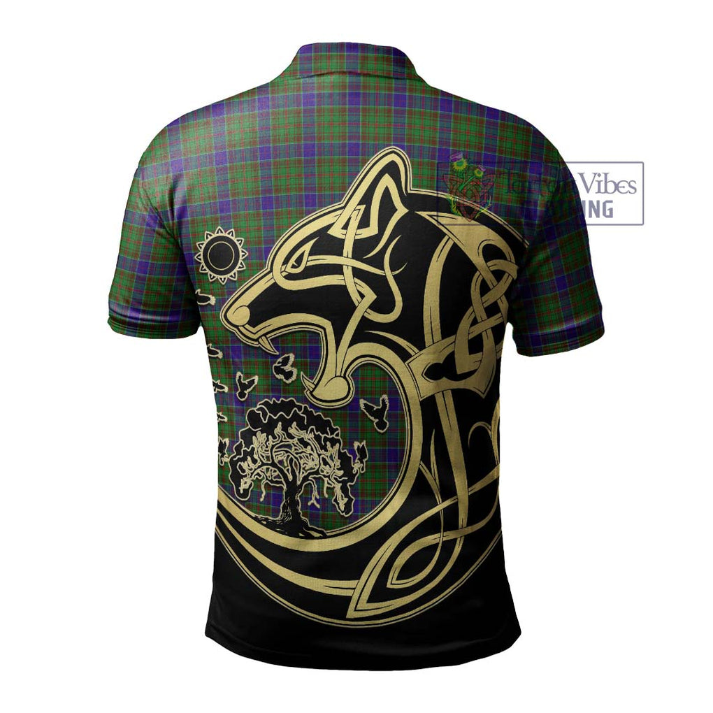 Adam Tartan Polo Shirt with Family Crest Celtic Wolf Style - Tartanvibesclothing Shop