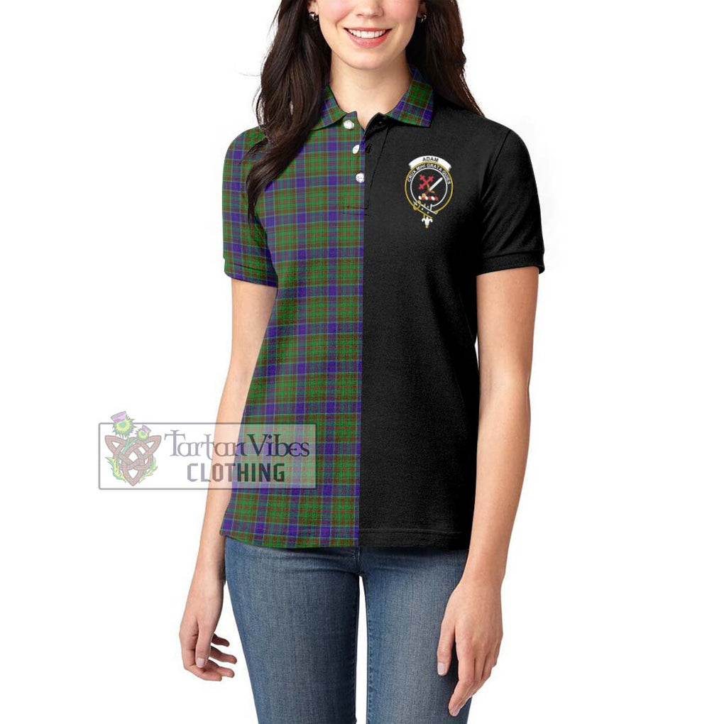 Adam Tartan Women's Polo Shirt with Family Crest and Half Of Me Style - Tartanvibesclothing Shop